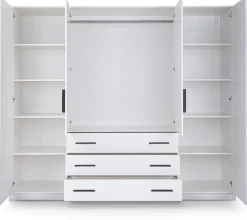 Meble Młodzieżowe|Zestawy Mebli Do Przedpokoju>Stolar Duża szafa z lustrem i szufladami 240 cm do sypialni BILL dąb wellington