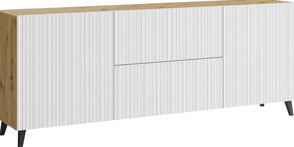 Szafki Rtv>BRATEX Duża szafka RTV 180 cm nowoczesna do salonu TRESO na nóżkach biała