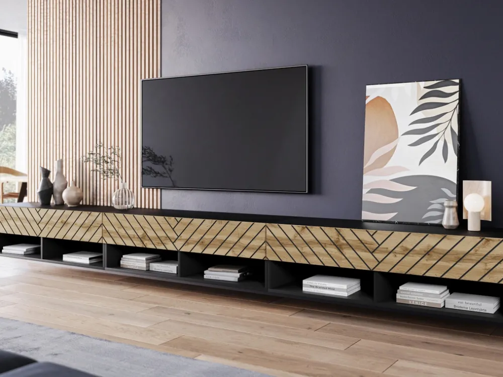 Szafki Rtv>BRATEX Duża szafka RTV pod telewizor LUNARO czarny grafit