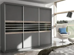 Szafy Trzydrzwiowe|Szafy Do Przedpokoju></noscript>Stolar Duża trzydrzwiowa szafa przesuwna z szufladami 250 cm TRISS lawa