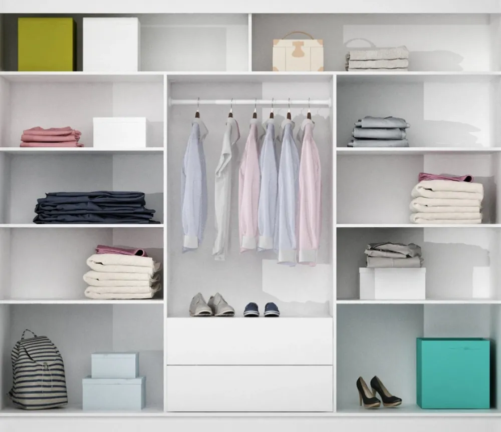 Szafy Przesuwne|Zestawy Mebli Do Przedpokoju>Stolar Duża trzydrzwiowa szafa przesuwna z szufladami 250 cm TRISS dąb craft