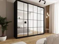 Zestawy Mebli Do Przedpokoju|Szafy Trzydrzwiowe></noscript>BROMARKT Duża trzydrzwiowa szafa przesuwna z lustrem 250 cm OPTICA MAX