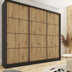 Zestawy Mebli Do Przedpokoju|Szafy Trzydrzwiowe></noscript>BROMARKT Duża trzydrzwiowa szafa przesuwna 250 cm LOFT MAX