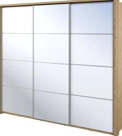 Zestawy Mebli Do Sypialni|Szafy Trzydrzwiowe>lenart. Duża trzydrzwiowa szafa przesuwna z lustrem i drążkami ARTI