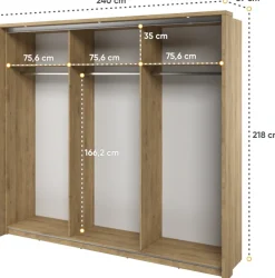 Zestawy Mebli Do Sypialni|Szafy Trzydrzwiowe></noscript>lenart. Duża trzydrzwiowa szafa przesuwna z lustrem i drążkami ARTI