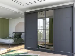 Szafy Trzydrzwiowe|Szafy Do Przedpokoju></noscript>Stolar Duża trzydrzwiowa szafa z lustrem i szufladami 250 cm PIERO