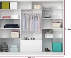 Szafy Trzydrzwiowe|Szafy Do Przedpokoju></noscript>Stolar Duża trzydrzwiowa szafa z lustrem i szufladami 250 cm PIERO