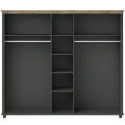 Zestawy Mebli Do Sypialni|Szafy Młodzieżowe></noscript>Helvetia Duża uchylna szafa z lustrem IVORIA zielony + dąb lefkas