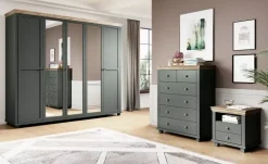 Zestawy Mebli Do Sypialni|Szafy Młodzieżowe></noscript>Helvetia Duża uchylna szafa z lustrem IVORIA zielony + dąb lefkas