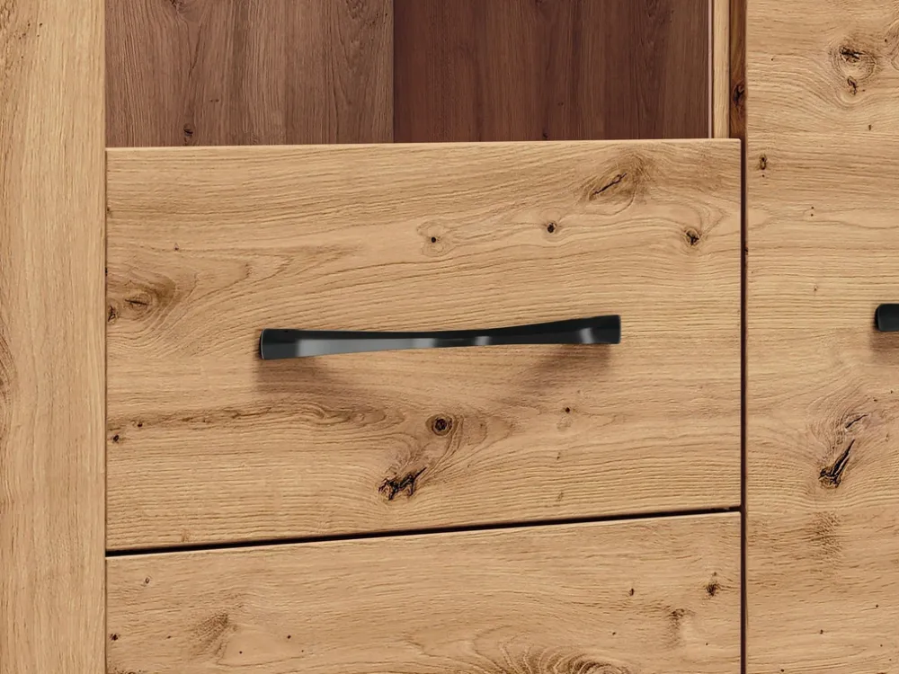 Zestawy Mebli Do Salonu|Witryny>ML Meble Duża witryna do salonu ze szklanymi półkami 92 cm ARTIS dąb artisan