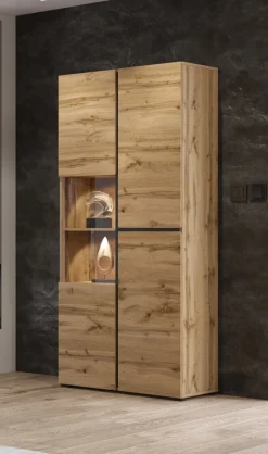 Zestawy Mebli Do Sypialni|Zestawy Mebli Do Salonu></noscript>Helvetia Duża witryna dwudrzwiowa do salonu 80 cm CROSS dąb wotan