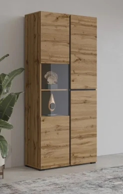 Zestawy Mebli Do Sypialni|Zestawy Mebli Do Salonu></noscript>Helvetia Duża witryna dwudrzwiowa do salonu 80 cm CROSS dąb wotan