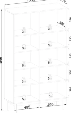 Witryny></noscript>PIASKI Duża witryna na książki do salonu 103 cm JUVA cichy domyk dąb linea