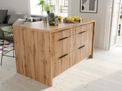Meble Kuchenne>Stolkar Duża wyspa kuchenna 128 cm grafit dąb wotan