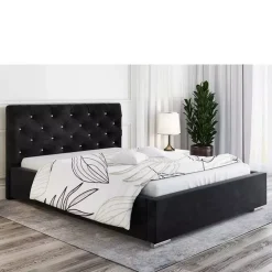 Łóżka Z Pojemnikiem|Łóżka Czarne>Riban Duże łóżko czarne do sypialni 200x200 cm SHERY