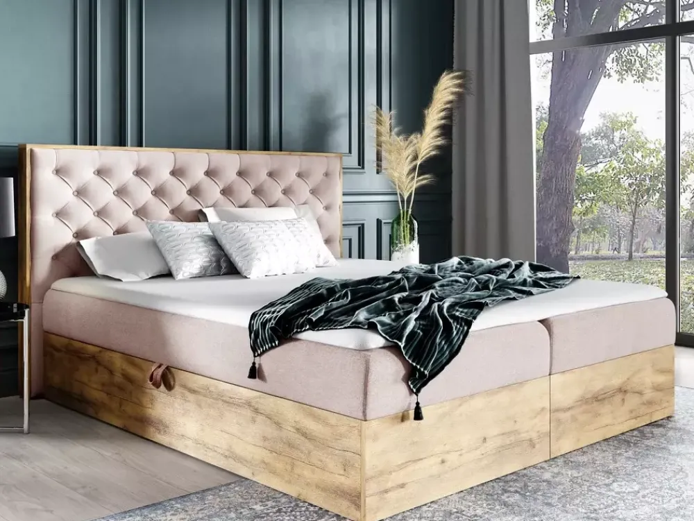 Łóżka Małżeńskie|Łóżka Z Zagłówkiem>Gruszka Duże łóżko do sypialni w stylu nowoczesnym 200x200 VALKY