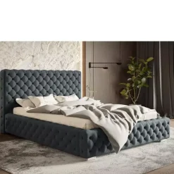 Łóżka Z Pojemnikiem|Łóżka Glamour></noscript>Riban Duże łóżko tapicerowane 200x200 cm AMRON