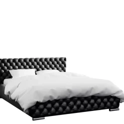 Łóżka Czarne|Łóżka Glamour>Gruszka Duże łóżko tapicerowane 200x200 czarne FEZ