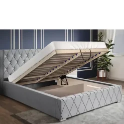 Łóżka Z Zagłówkiem|Łóżka Z Pojemnikiem></noscript>Riban Duże łóżko z pojemnikiem 200x200 cm LENCE