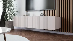 Szafki Rtv></noscript>GiB Meble Długa szafka RTV 150 cm nowoczesna z ryflowanymi frontami KORDIS kaszmir