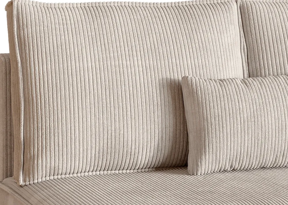 Narożniki>BROMARKT Duży beżowy narożnik sztruksowy z funkcją spania do salonu TOP U SLIM