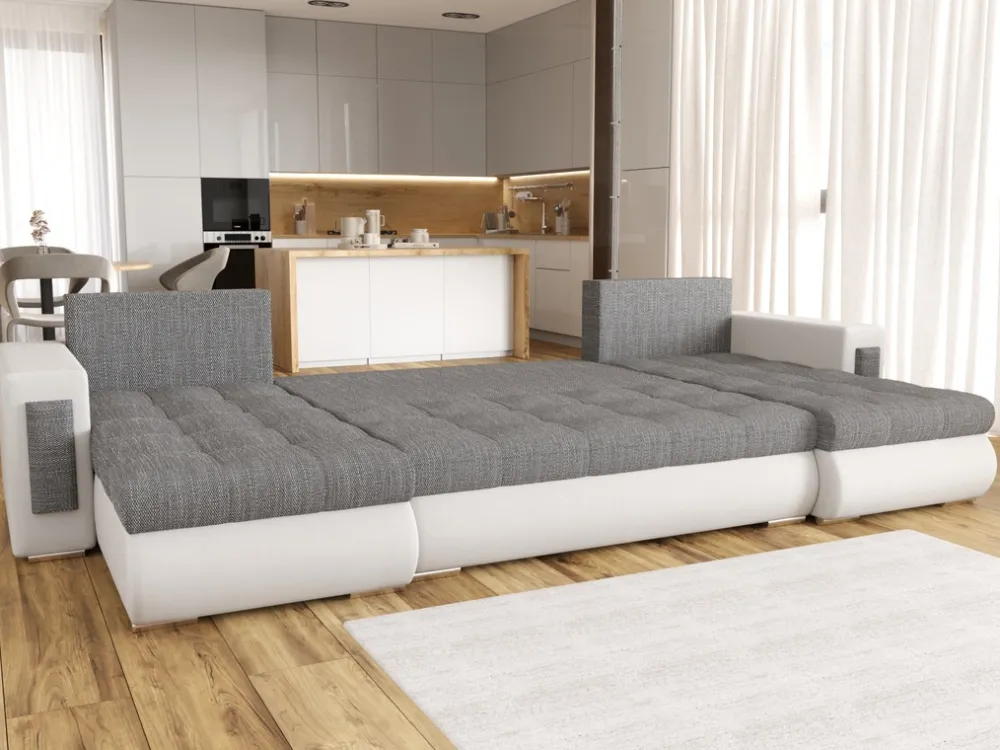 Narożniki>BROMARKT Duży narożnik do salonu rozkładany z funkcja spania MERLIN w kształcie U