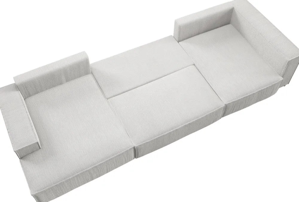 Narożniki>BROMARKT Duży narożnik do salonu sztruksowy rozkładany z funkcją spania beżowy PABLO MAXI