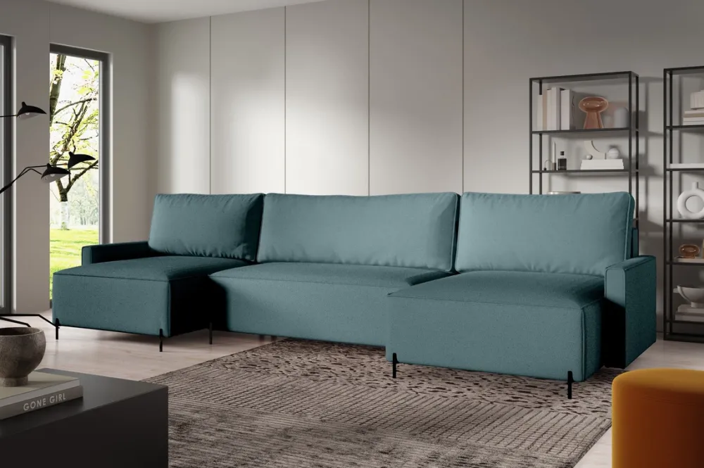 Narożniki>BROMARKT Duży narożnik loft rozkładany na nóżkach do salonu NORTON U