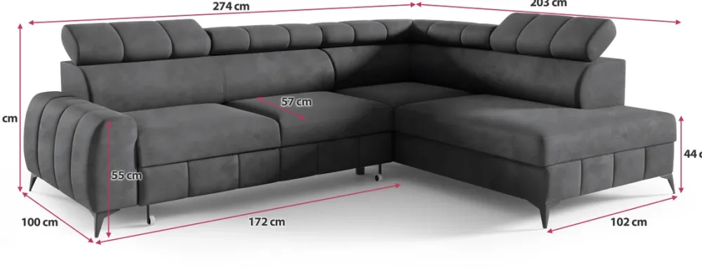 Narożniki>Meble Grand Duży narożnik rozkładany do salonu z funkcją spania SOFFO