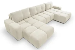 Narożniki></noscript>LASKI Duży narożnik rozkładany do salonu z funkcją spania U SAVINO beżowy