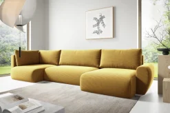 Narożniki>BROMARKT Duży narożnik U do salonu nowoczesny z funkcją spania sztruksowy PATI MAXI