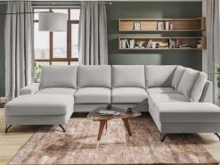 Narożniki></noscript>COMFORTEO Duży narożnik welurowy z funkcją spania FLAVIO U