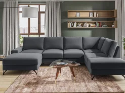 Narożniki></noscript>COMFORTEO Duży narożnik welurowy z funkcją spania FLAVIO U