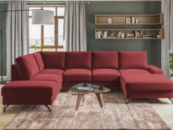 Narożniki></noscript>COMFORTEO Duży narożnik welurowy z funkcją spania FLAVIO U