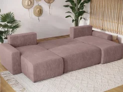 Narożniki>BROMARKT Duży narożnik z funkcją spania i pojemnikiem PLUSH U sztruks