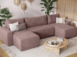 Narożniki></noscript>BROMARKT Duży narożnik z funkcją spania i pojemnikiem PLUSH U sztruks