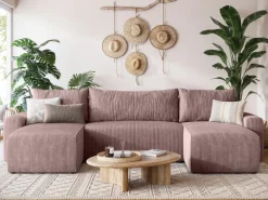 Narożniki></noscript>BROMARKT Duży narożnik z funkcją spania i pojemnikiem PLUSH U sztruks