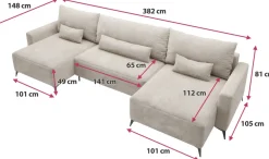 Narożniki></noscript>BROMARKT Duży narożnik z funkcją spania sztruksowy na nóżkach LORENZO U