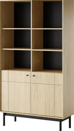 Regały Na Książki>PIASKI Duży nowoczesny regał do salonu 103 cm JUVA dąb linea