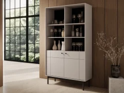 Regały Na Książki></noscript>PIASKI Duży nowoczesny regał do salonu 103 cm JUVA kaszmir