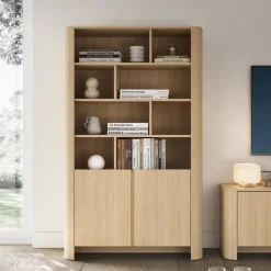 Regały Na Książki>PIASKI Duży nowoczesny regał do salonu 103 cm dąb vicenza BELVI dąb vincenza