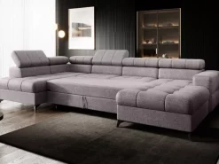 Narożniki></noscript>NEXT COLLECTION Duży nowoczesny szary narożnik wolnostojący do salonu z regulowanymi zagłówkami POLA miękki