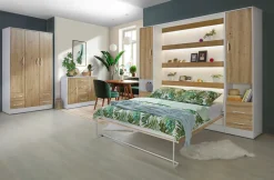 Meble Młodzieżowe|Łóżka Młodzieżowe></noscript>DOMEL Duży półkotapczan 160x200 cm pionowy ze stelażem do sypialni PERFECT dąb artisan