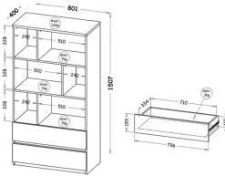 Meble Młodzieżowe|Zestawy Mebli Młodzieżowych></noscript>DOLMAR Duży regał na książki do pokoju młodzieżowego 80 cm ANETT