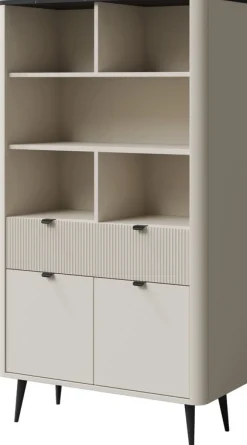 Regały Na Książki>JUREK Duży regał na książki do salonu z szufladami 90 cm MIREL