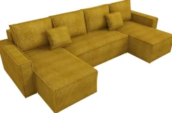 Narożniki>IZABELLA MEBLE Duży sztruksowy narożnik w kształcie u z funkcją spania DEXTER U