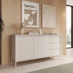 Komody|Zestawy Mebli Do Salonu></noscript>LASKI Dwudrzwiowa owa komoda z szufladami 153,5 cm SAREVO beż