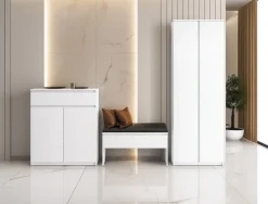 Garderoby|Szafy Dwudrzwiowe></noscript>lenart. Dwudrzwiowa biała szafa do przedpokoju 68 cm z półkami SIMPLY biały