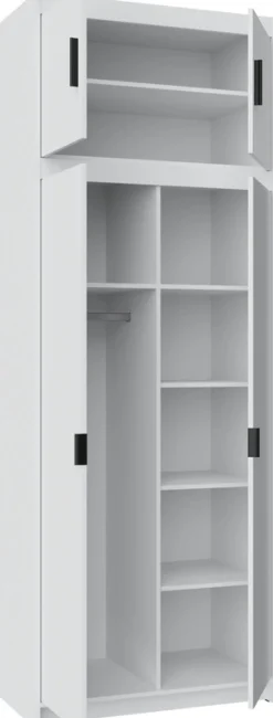 Zestawy Mebli Do Przedpokoju|Szafy Modułowe>Lempert Dwudrzwiowa biała szafa modułowa z lustrem 90 cm i nadstawką KUBA biały