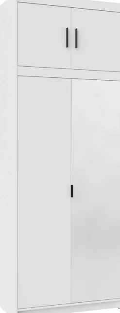 Zestawy Mebli Do Przedpokoju|Szafy Modułowe></noscript>Lempert Dwudrzwiowa biała szafa modułowa z lustrem 90 cm i nadstawką KUBA biały